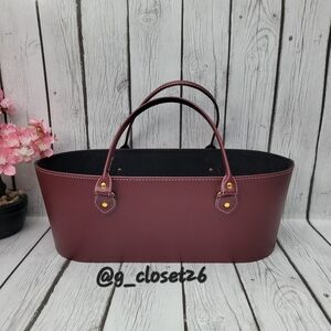 Stitched Handled Wine Carrier Tote Basket with Gold Tone Accents